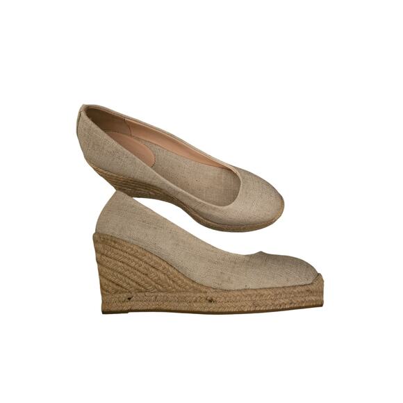 Seville espadrille wedges in metallic canvas sz 7 cream shoes SH413 - Picture 2 of 7